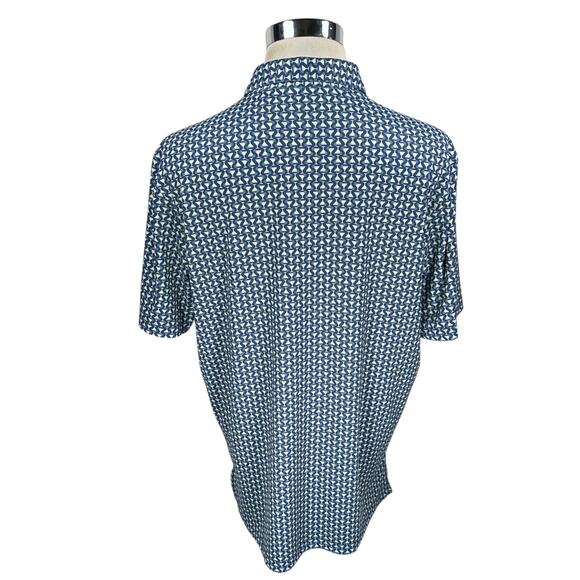 Turtleson Polo Shirt Men Large Blue Margarita Cocktail AOP Blackwolf Run Stretch - Picture 6 of 11